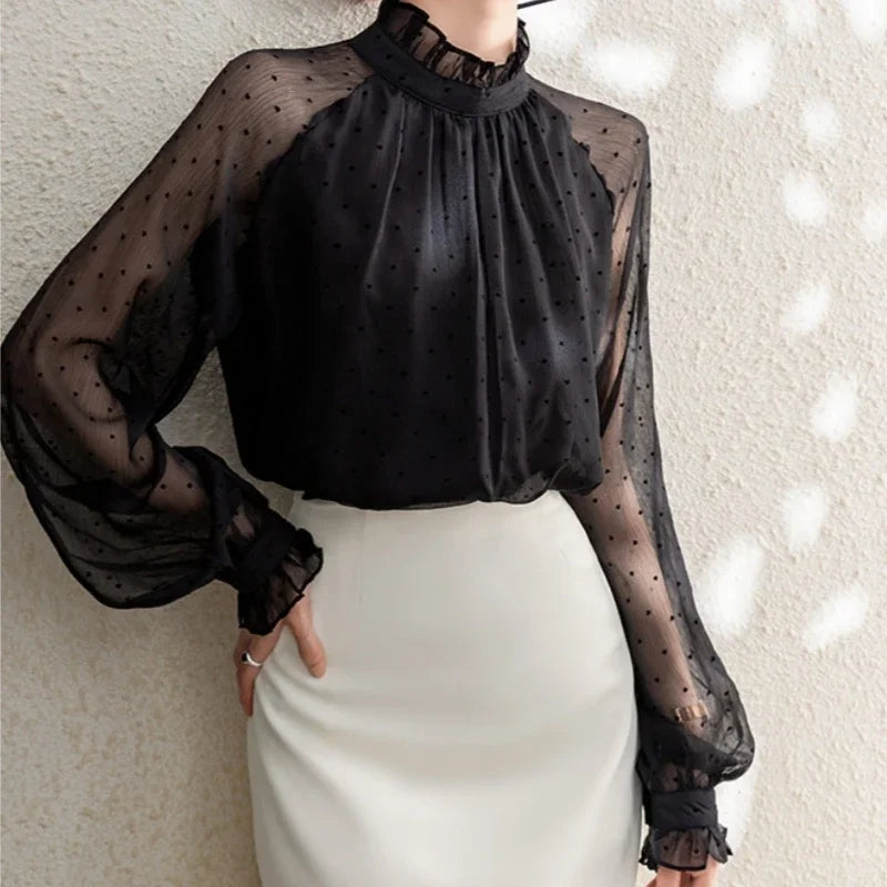 Retro Mesh Blouse